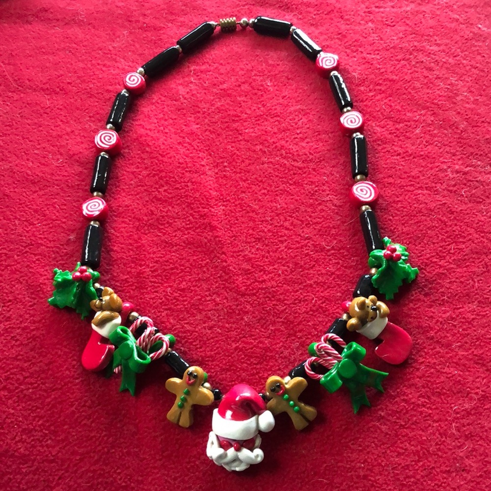 Kitsch Christmas polymer clay plastic novelty necklace